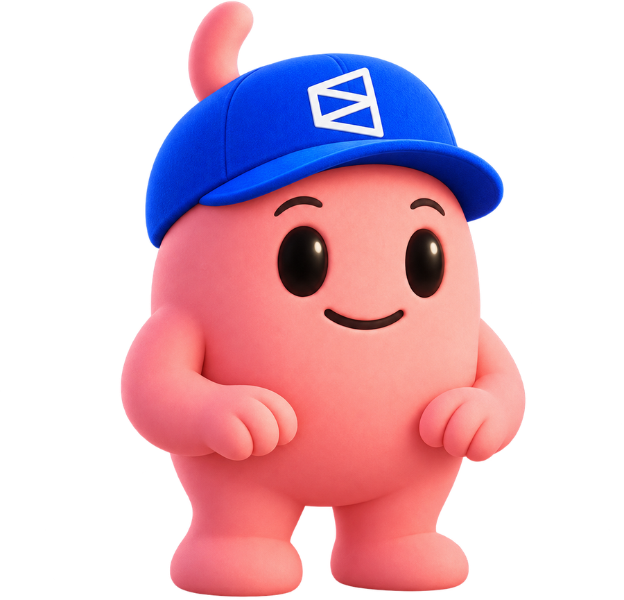 The Gut — a round pink character in a blue Polymarket cap